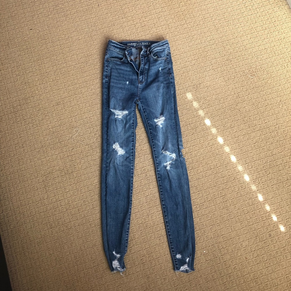 American Eagle High Waisted Ripped Jeans